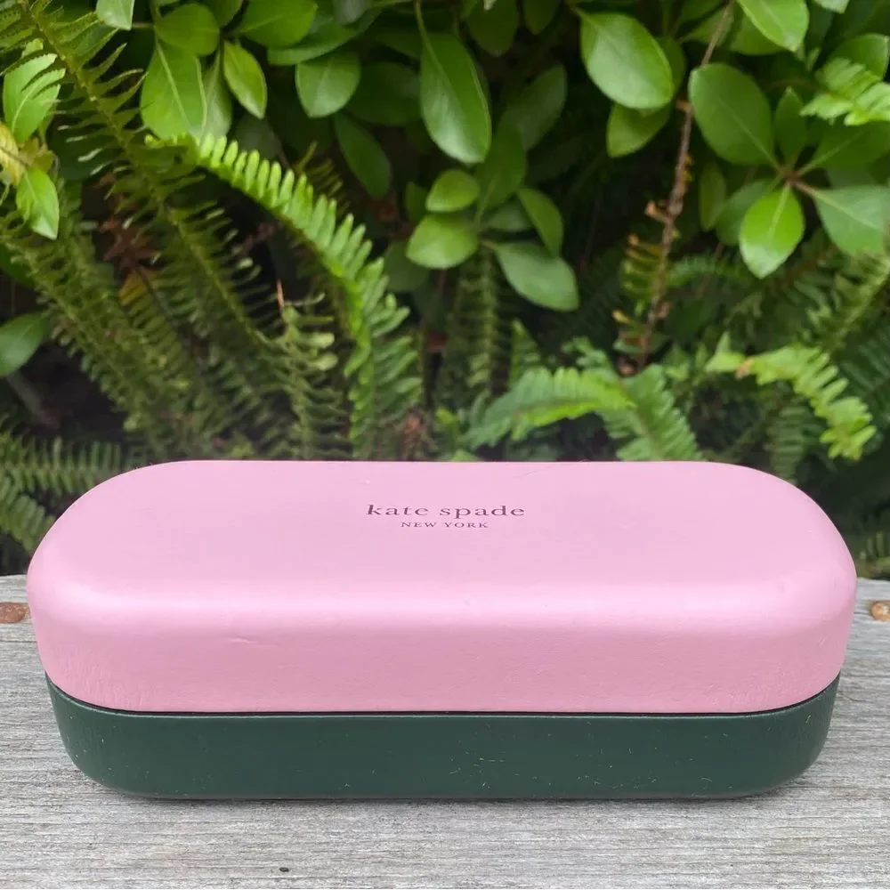 Kate Spade Pink & Green Oval Sunglasses Case. Hello Sunshine Inscription Summer